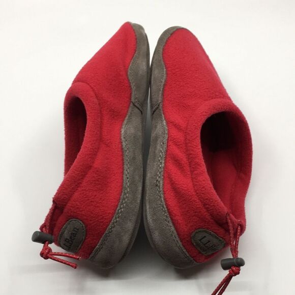 L.L. Bean Red Fleece and Leather Sole Big Kid Slippers Size 5-6 - Picture 13 of 16